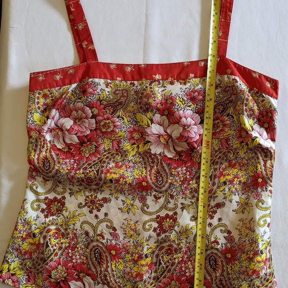 100% Silk Vintage Tank Top Flower Paisley Print - Picture 8 of 15